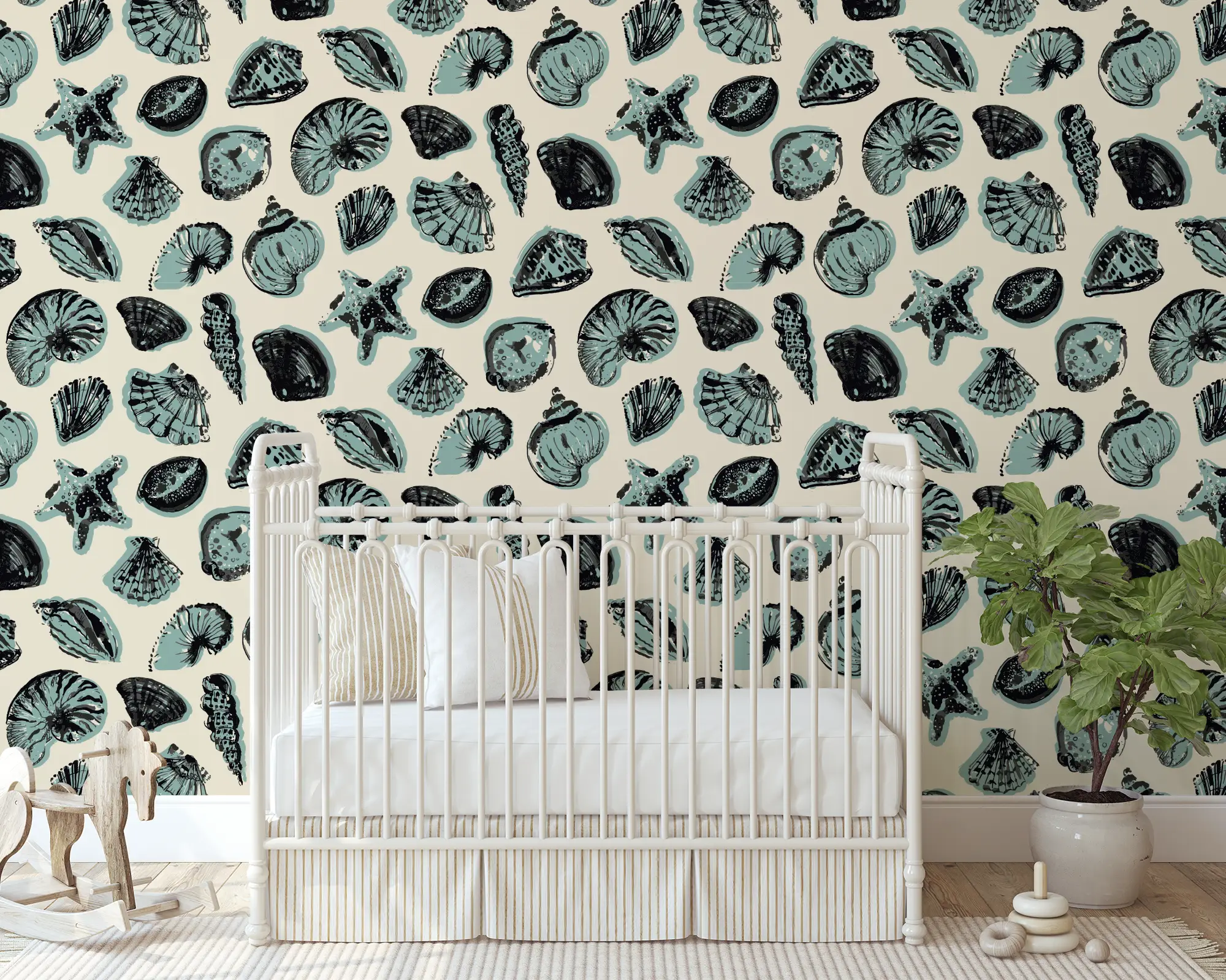 Sea Shell Wallpaper Texture Seashell Seamless Pattern. Summer Ocean
